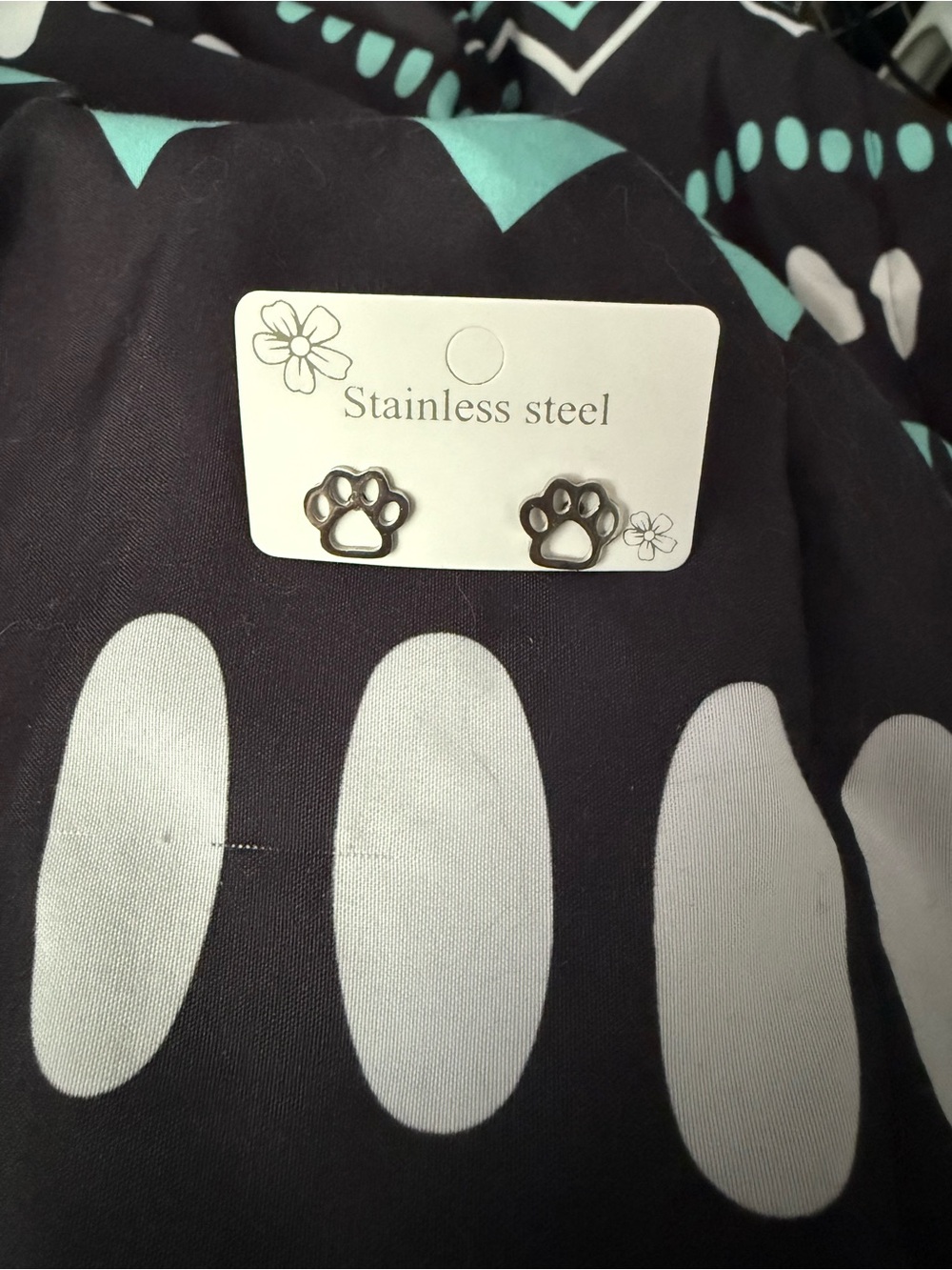 Stainless Steel Paw Print Earrings